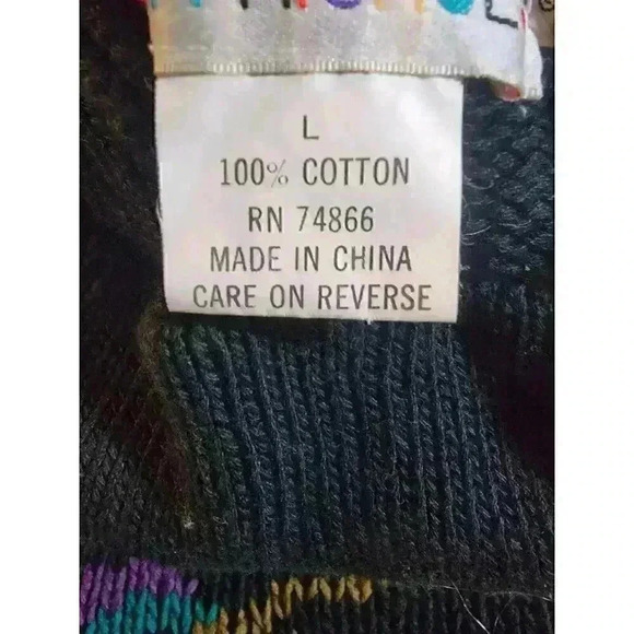 Vintage 1988 Lisa Nichols Sweater Size L Floral Button Back Chunky Knit Black - Picture 7 of 11